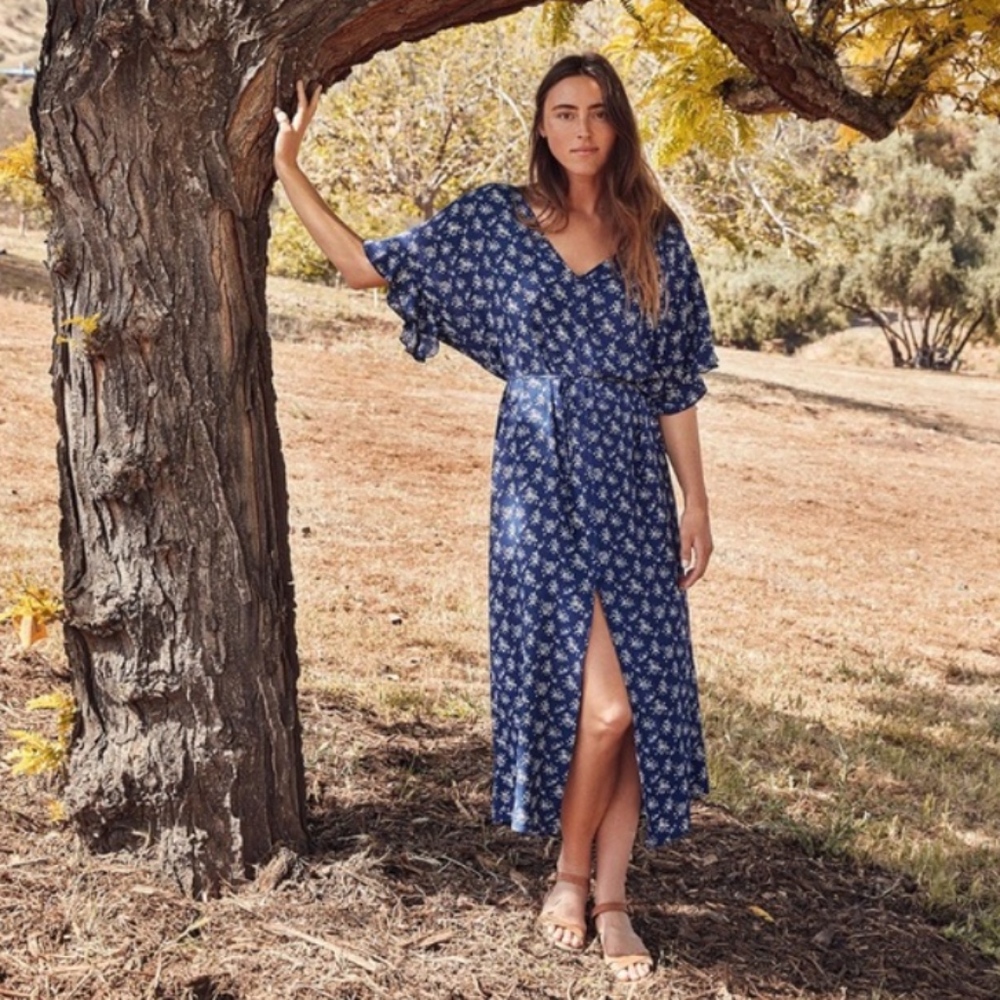 Christy Dawn Poppy Dress in Indigo Floral, sz M/L